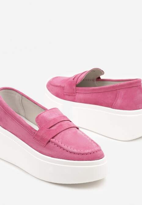 Fuksjowe Mokasyny ze Skóry Naturalnej na Platformie Eleanine