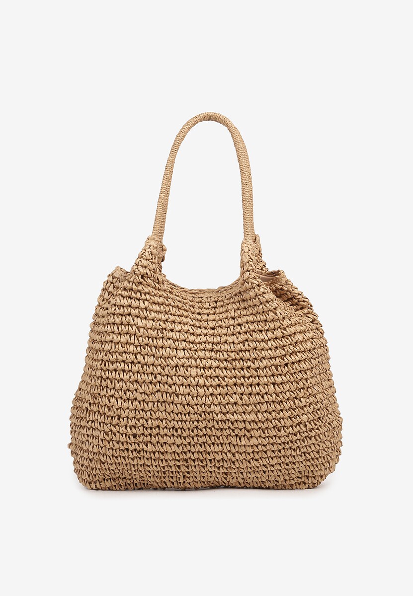 Ciemnobeżowa Plażowa Torebka Shopper z Plecionki Meriela
