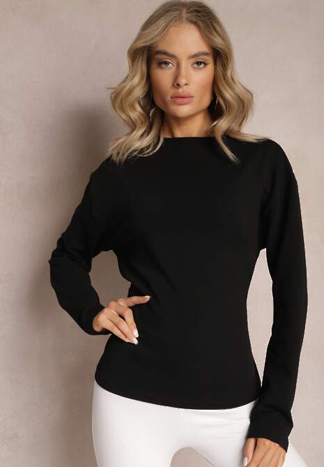 Czarna Bawełniana Bluza z Ozdobnym Wiązaniem Fanarita