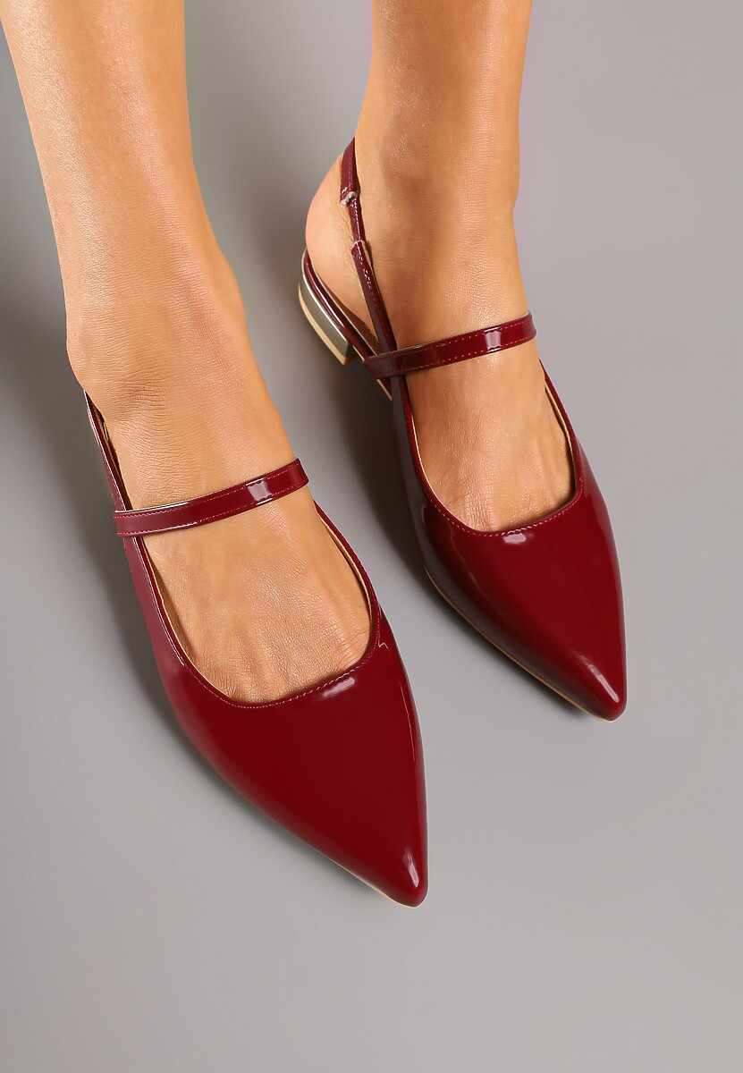 Bordowe Sandały Vices Typu Slingback ze Skórzaną Wkładką i Metaliczną Ozdobą Milozi