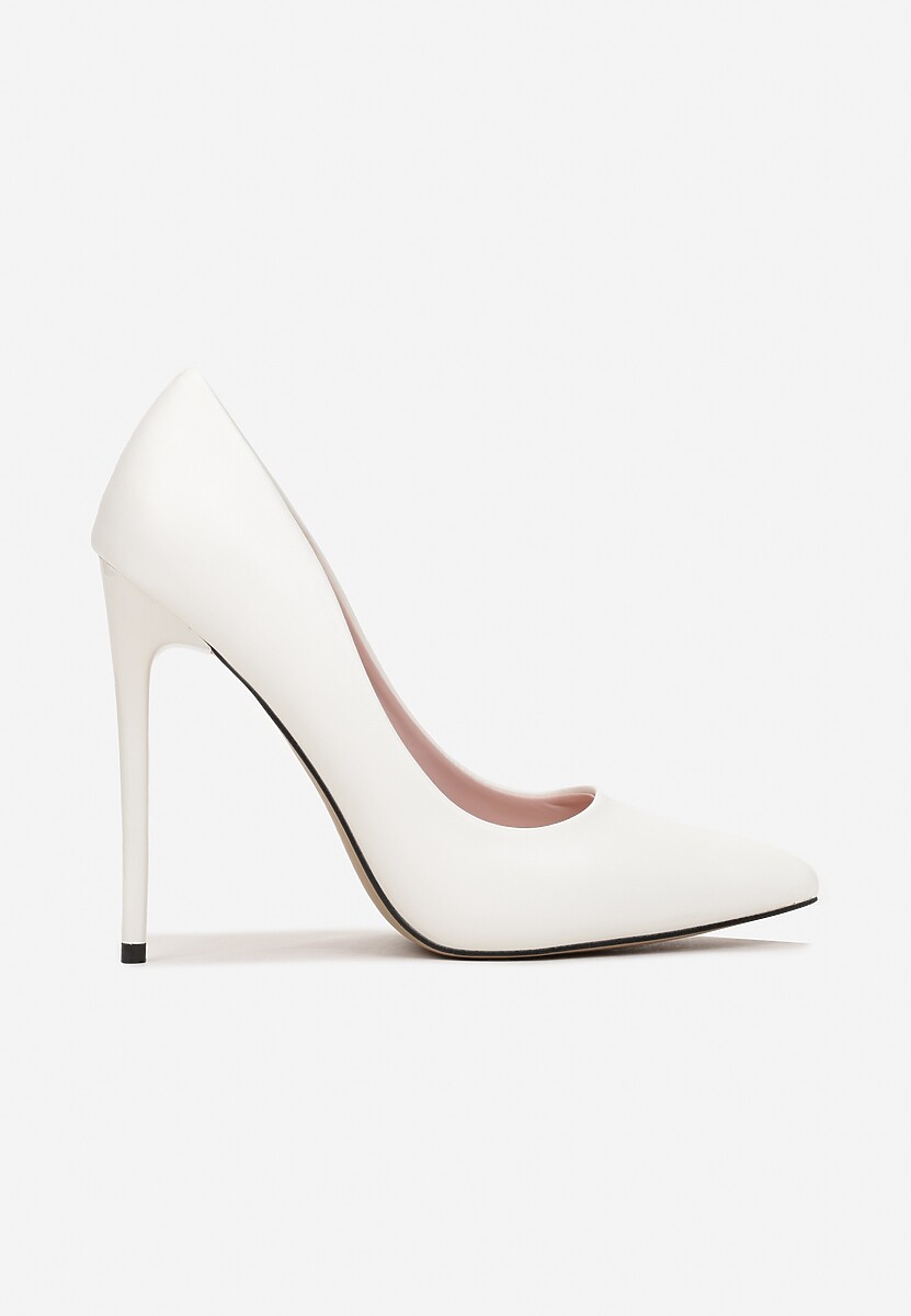 Białe Szpilki z Ekoskóry i Szpiczastym Noskiem Caliane