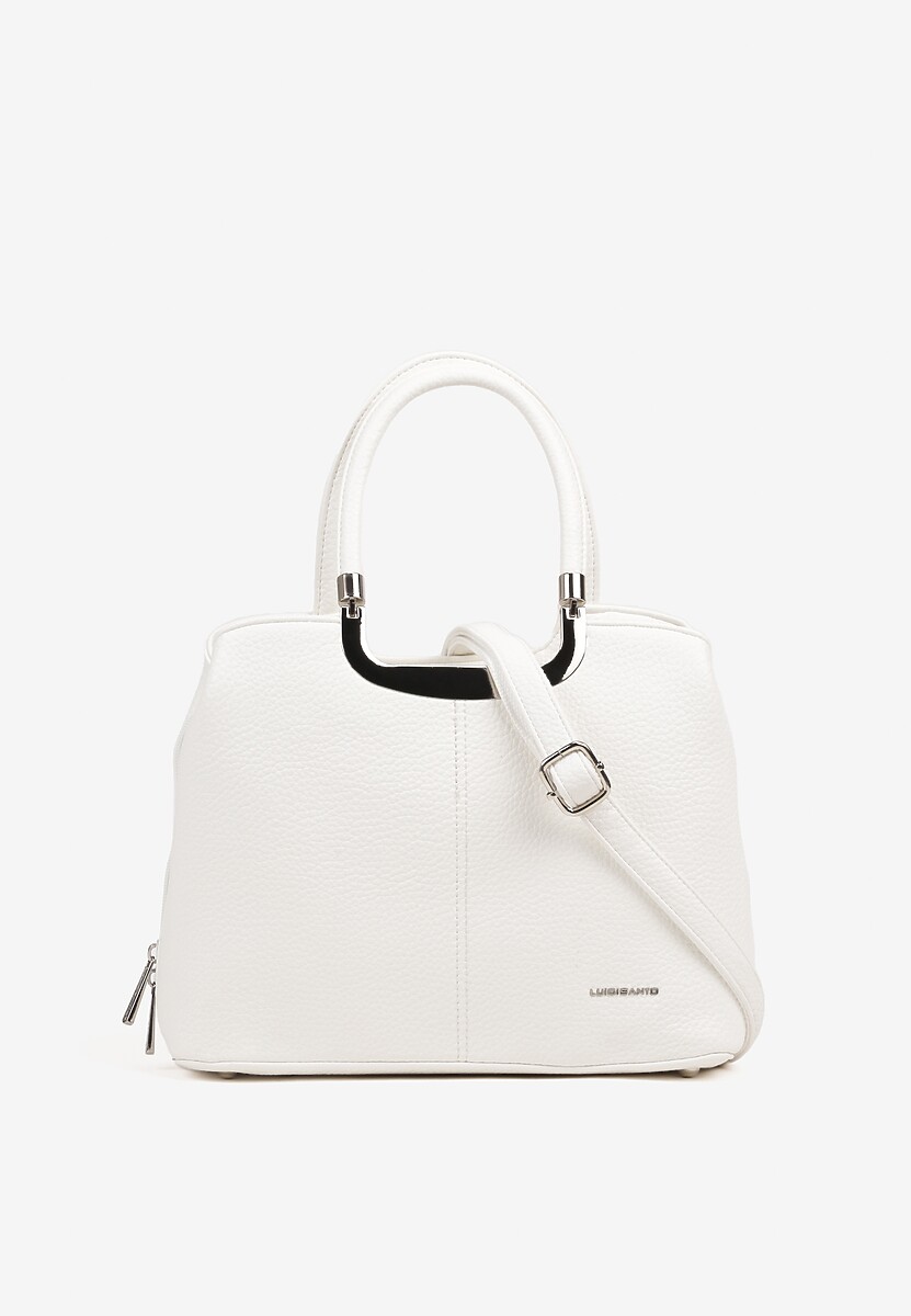 Biała Prostokątna Torebka Klasyczna z Paskiem i Rączką Clarilou