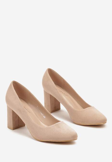 Ciemnobeżowe Klasyczne Czółenka na Słupku Iranea