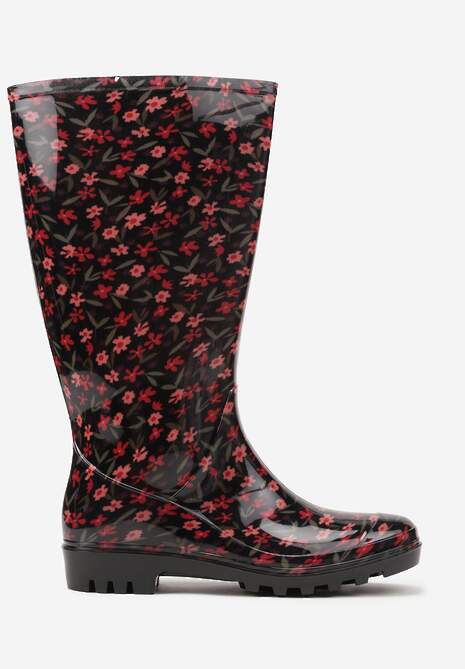 Czarne Kalosze w Kwiatowy Wzór Jerissa