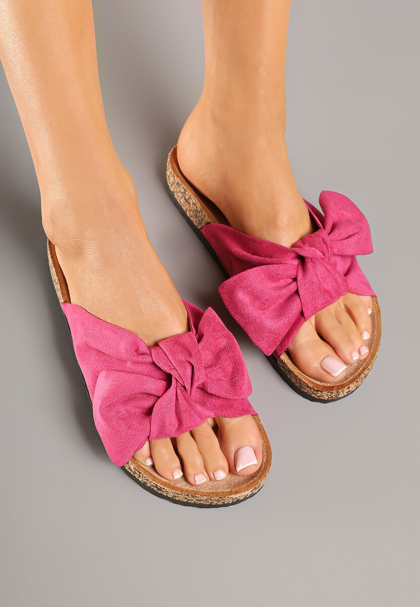 Fuksjowe Klapki z Ozdobną Kokardą Melanoriela
