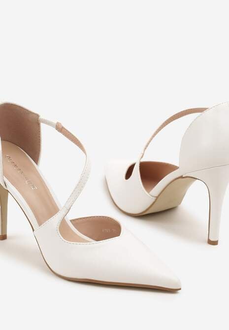 Białe Szpilki z Ozdobnym Paskiem Adelli