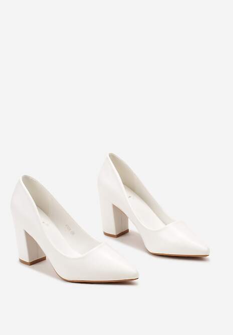 Białe Czółenka z Noskiem w Szpic na Klasycznym Słupku Shafirrte