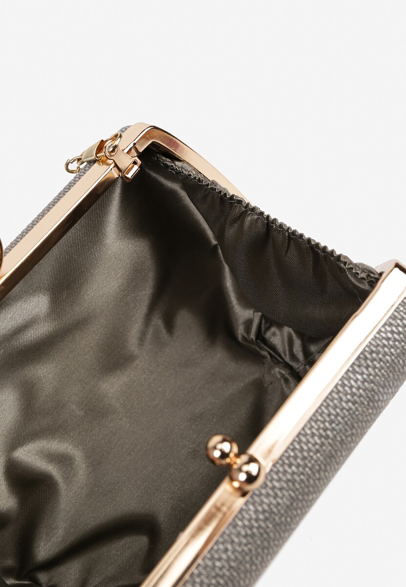 Szara Torebka Typu Kopertówka Ozdobiona Okrągłym Uchwytem Tolarania