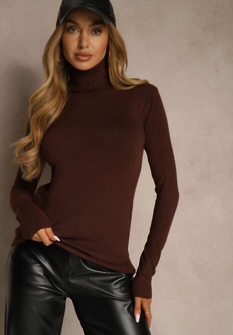 Brązowy Golf z Bawełną w Klasycznym Stylu Reiredia