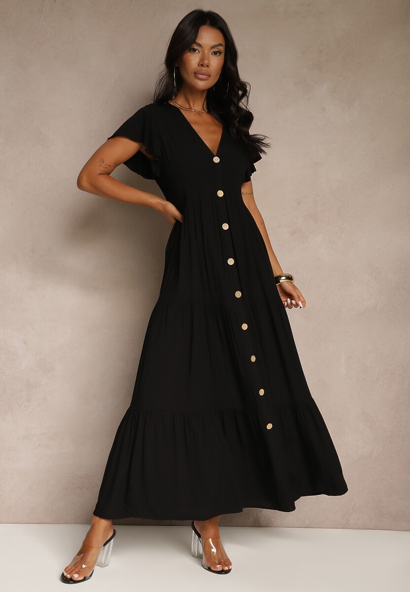 Ciemnobeżowa Sukienka z Wiskozy Lobsy