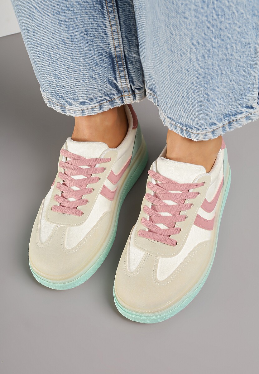 Jasnożółte Sneakersy Typu Kultowe Tenisówki na Niskiej Platformie Olritia