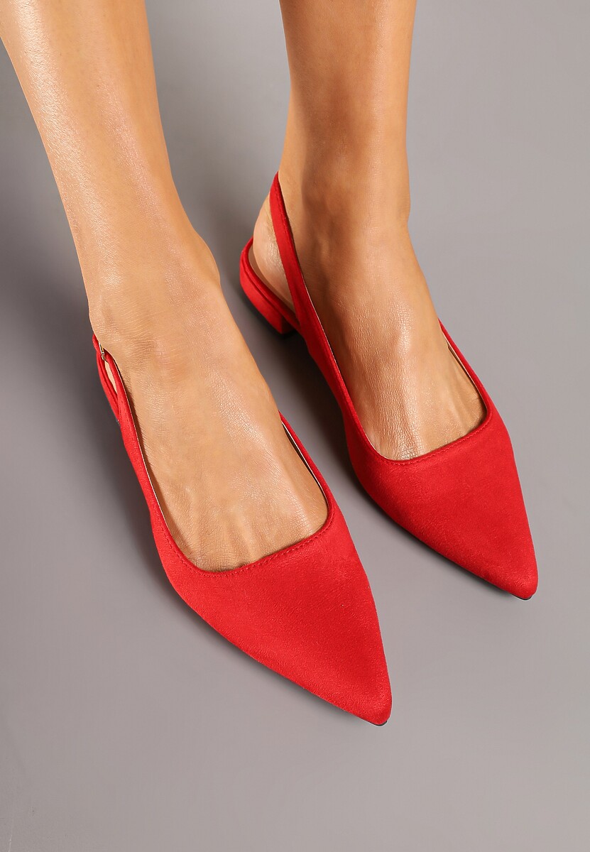 Czerwone Sandały z Ekozamszu ze Szpiczastym Noskiem Terevelis