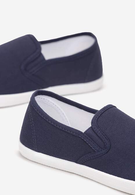 Granatowe Materiałowe Tenisówki na Elastycznej Podeszwie Aishani