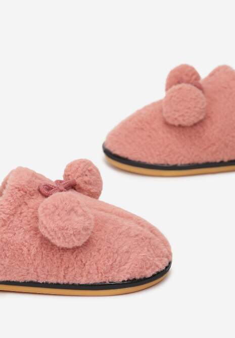 Różowe Kapcie Futerkowe z Pomponami Denholm