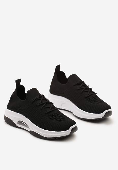 Czarne Wsuwane Buty Sportowe w Skarpetkowym Stylu z Ozdobną Podeszwą Moonlise