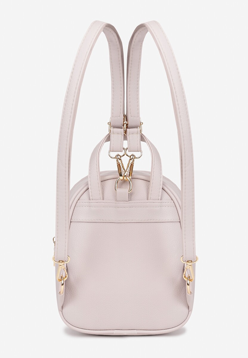 Jasnobeżowy Plecak z Regulowanymi Odpinanymi Paskami i Ozdobną Kieszonką na Magnes Nelvera