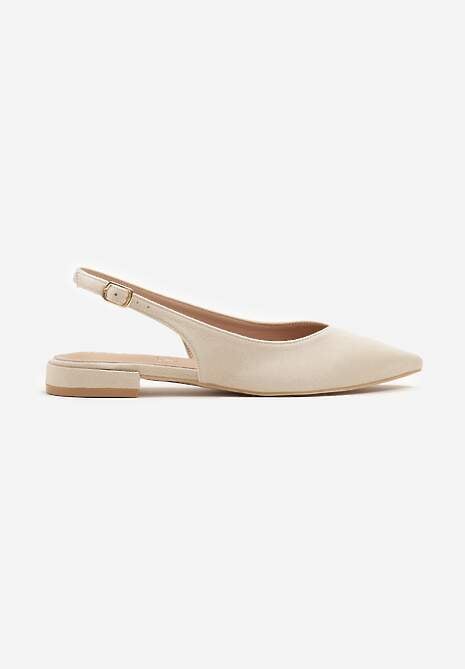 Beżowe Sandały Slingback Vices z Wkładką ze Skóry Naturalnej Annisae