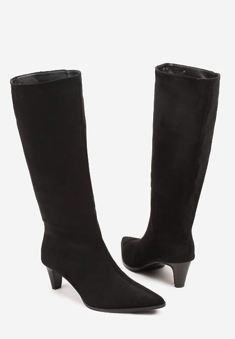 Czarne Kozaki na Obcasie Typu Stożek Nalimea