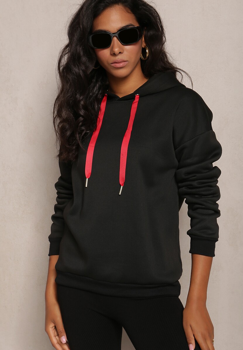 Czarna Wsuwana Bluza z Kapturem Masuze