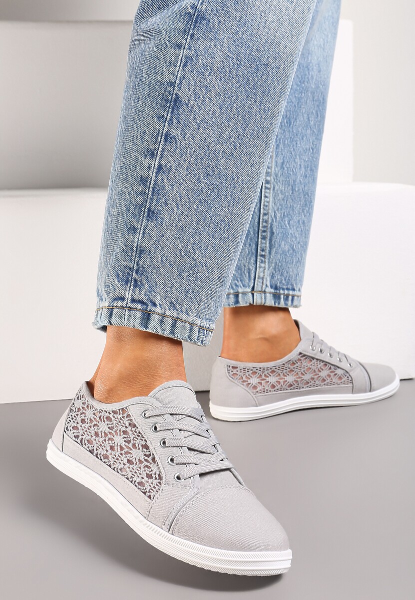 Pomarańczowe Tenisówki z Ażurowymi Wstawkami Po Bokach Salessa