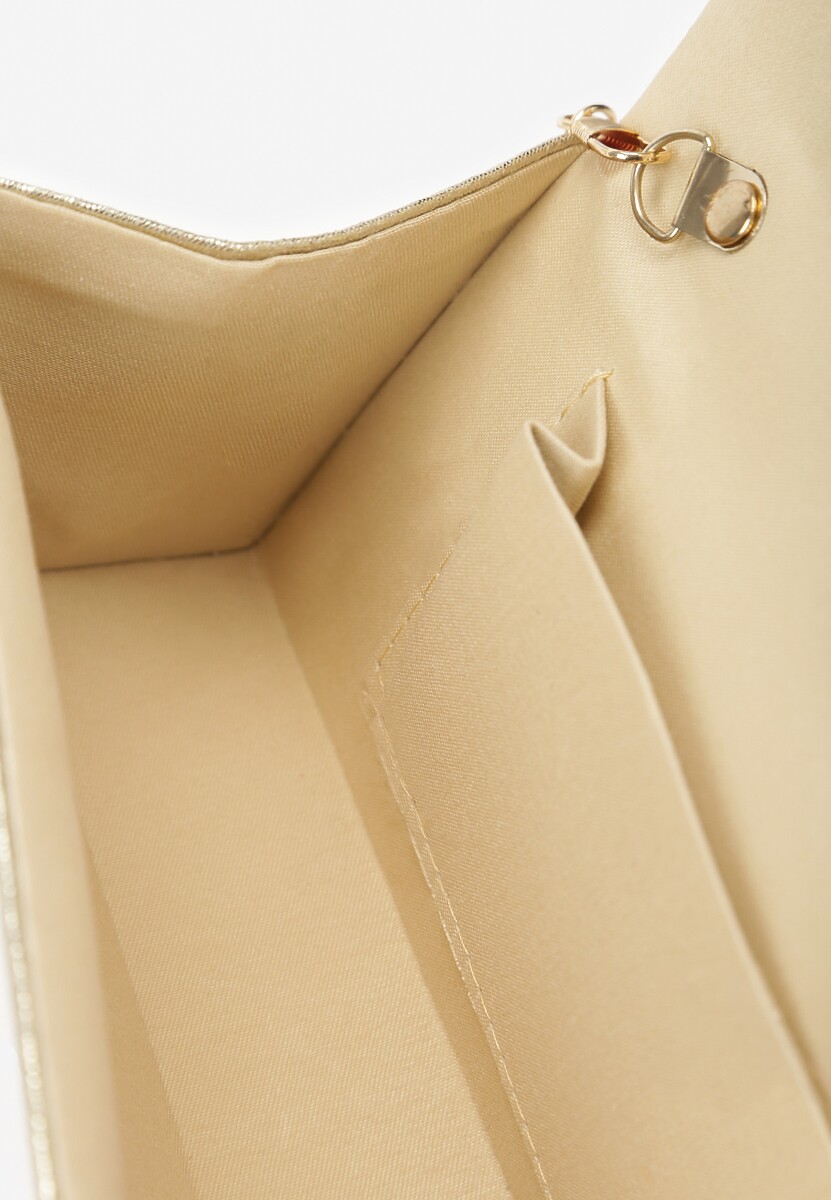 Złota Mała Torebka w Cyrkonie z Rączką i Łańcuszkiem Haloa