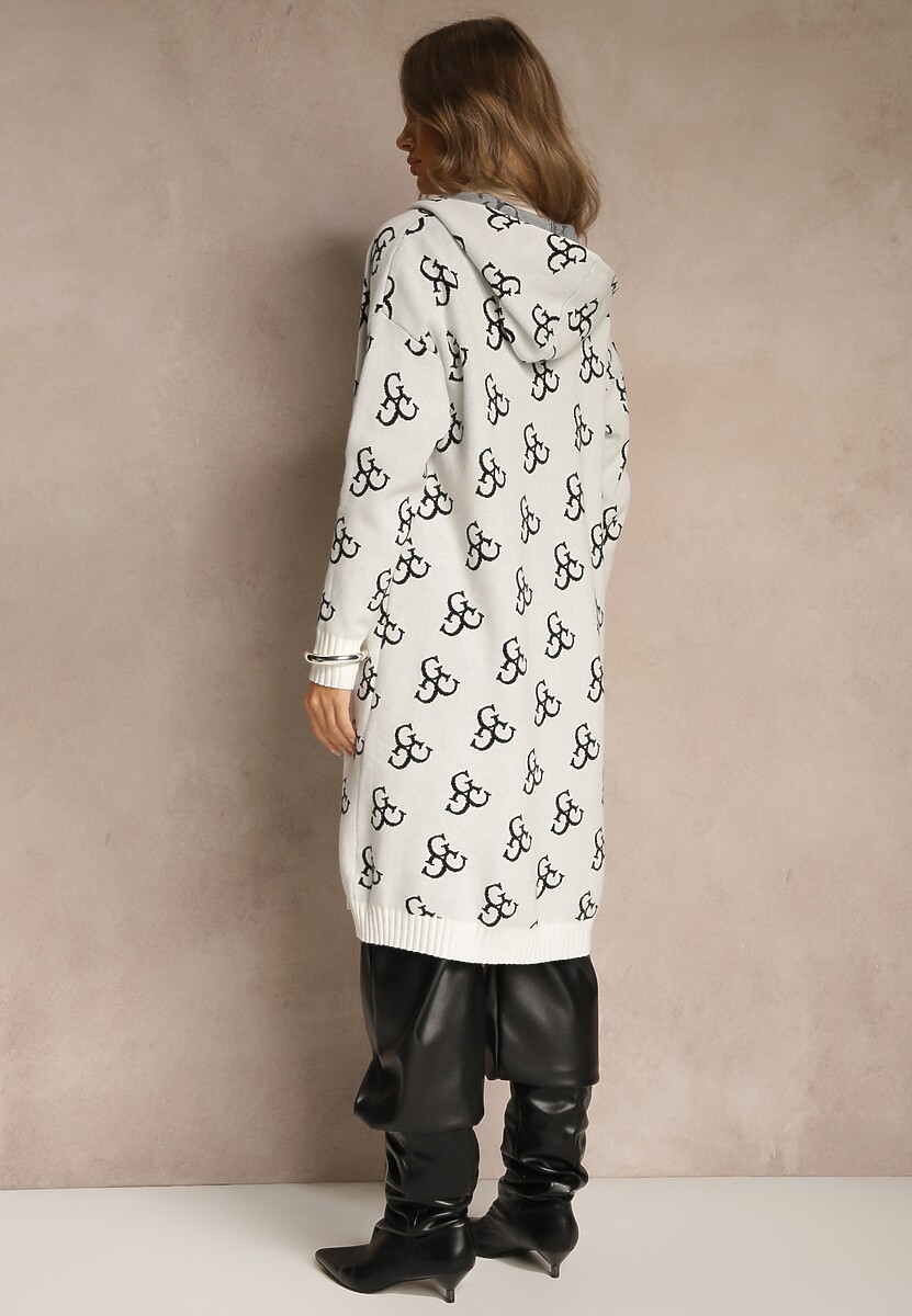 Jasnoszary Kardigan Ozdobiony Geometrycznym Wzorem Ralittia