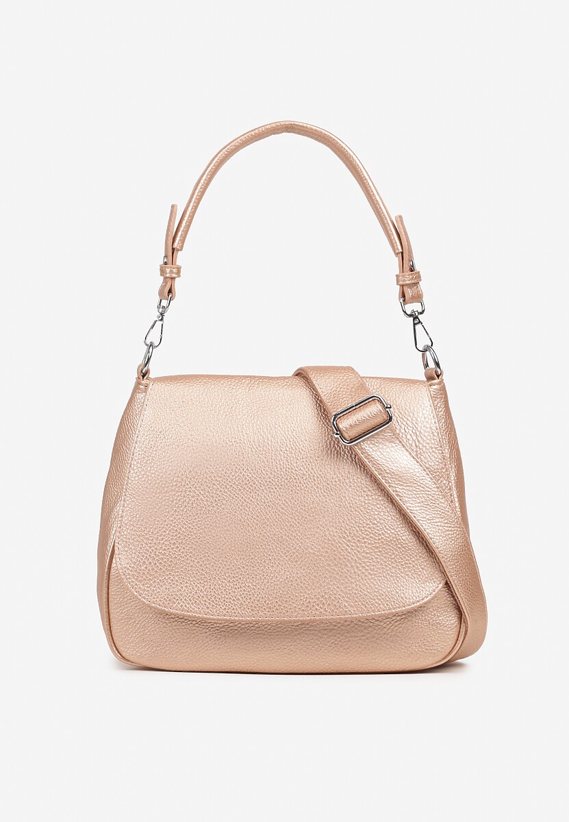 Różowa  Torebka z Klapą w Stylu Listonoszki z Paskiem i Rączką Malurelle