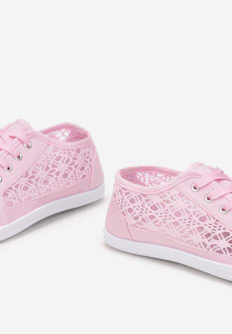 Różowe Tenisówki z Ażurowymi Wstawkami Po Bokach Salessa