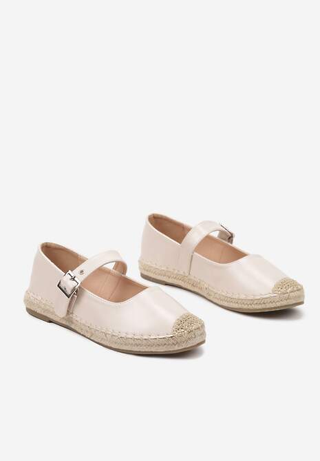 Beżowe Espadryle z Plecionką i Paskiem Galvesis