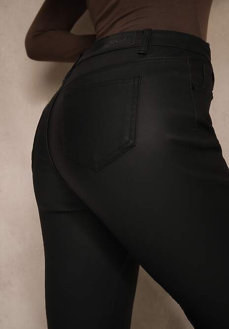 Czarne Casualowe Spodnie Skinny o Modelującym Fasonie Elovi