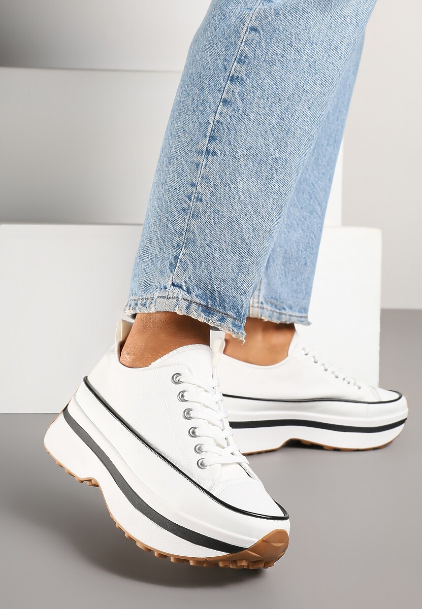 Białe Trampki na Platformie pod Kostkę Faloniela