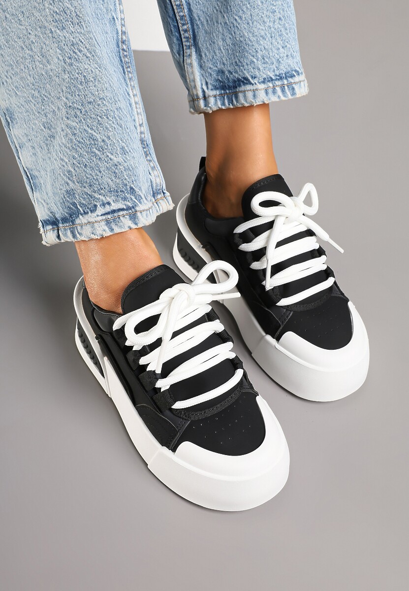 Czarne Streetwearowe Sneakersy Trampki na Platformie Danenith