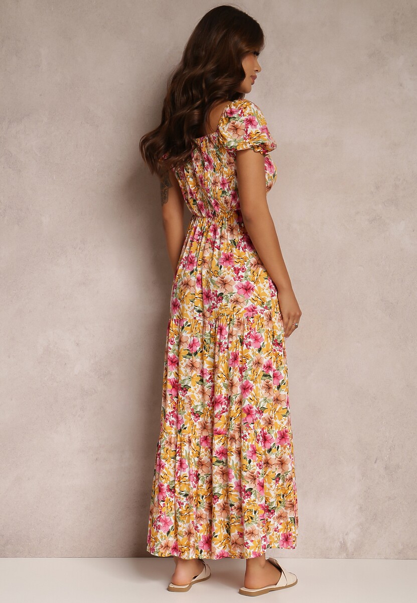 Biało-Żółta Sukienka Mothea