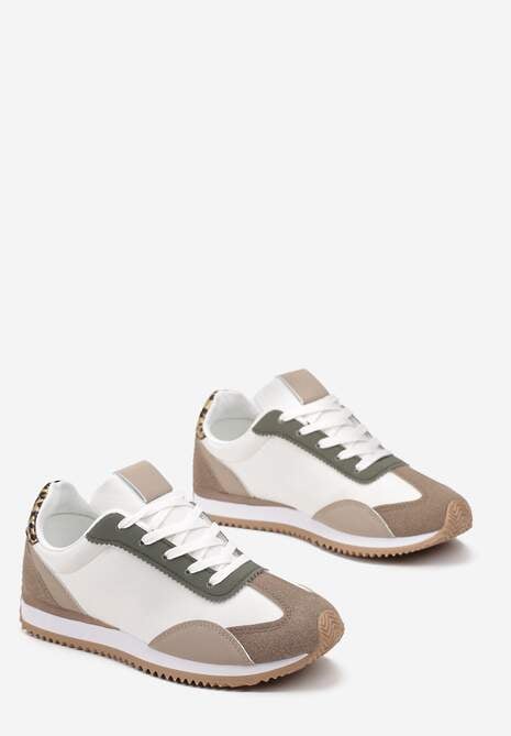 Brązowe Sneakersy  z Ozdobnymi Wstawkami Fania