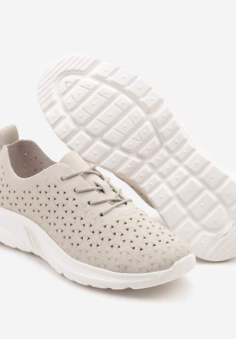 Jasnoszare Sneakersy Ozdobione Ażurowym Wzorem Sareldi