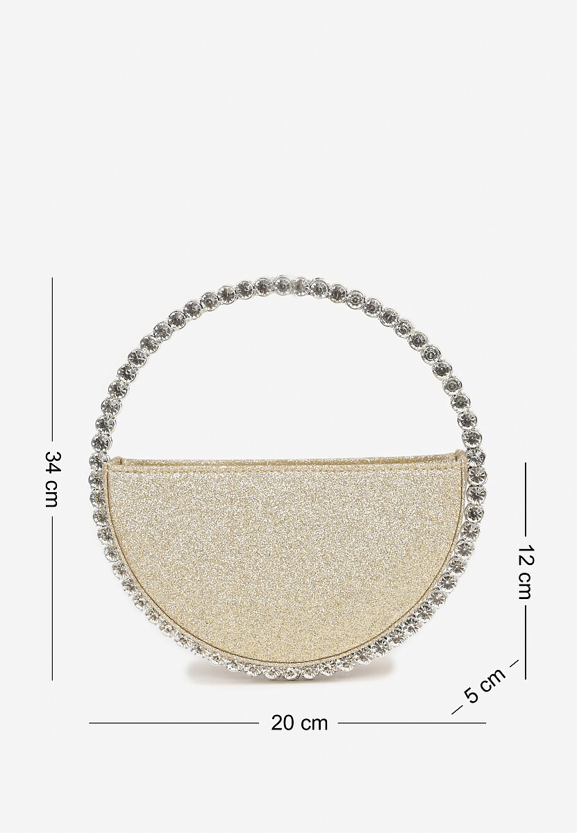 Czarna Okrągła Torebka Koktajlowa Ozdobiona Cyrkoniami i Brokatem Fesimala