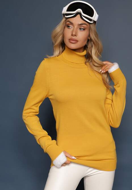 Żółty Klasyczny Golf ze Ściągaczami przy Rękawach Felinia