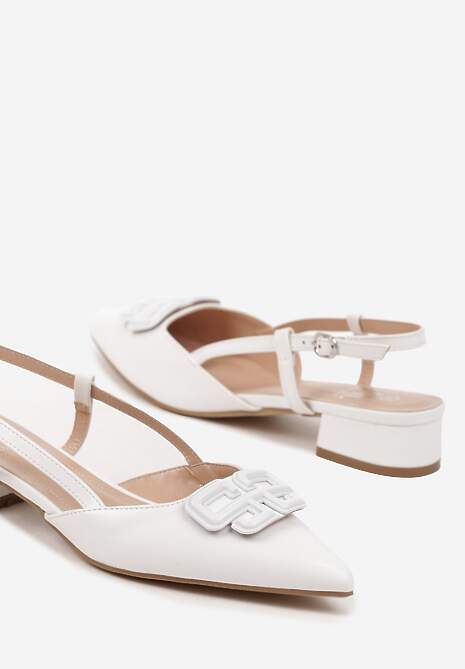 Białe Sandały Slingback z Geometryczną Ozdobą Setaliena