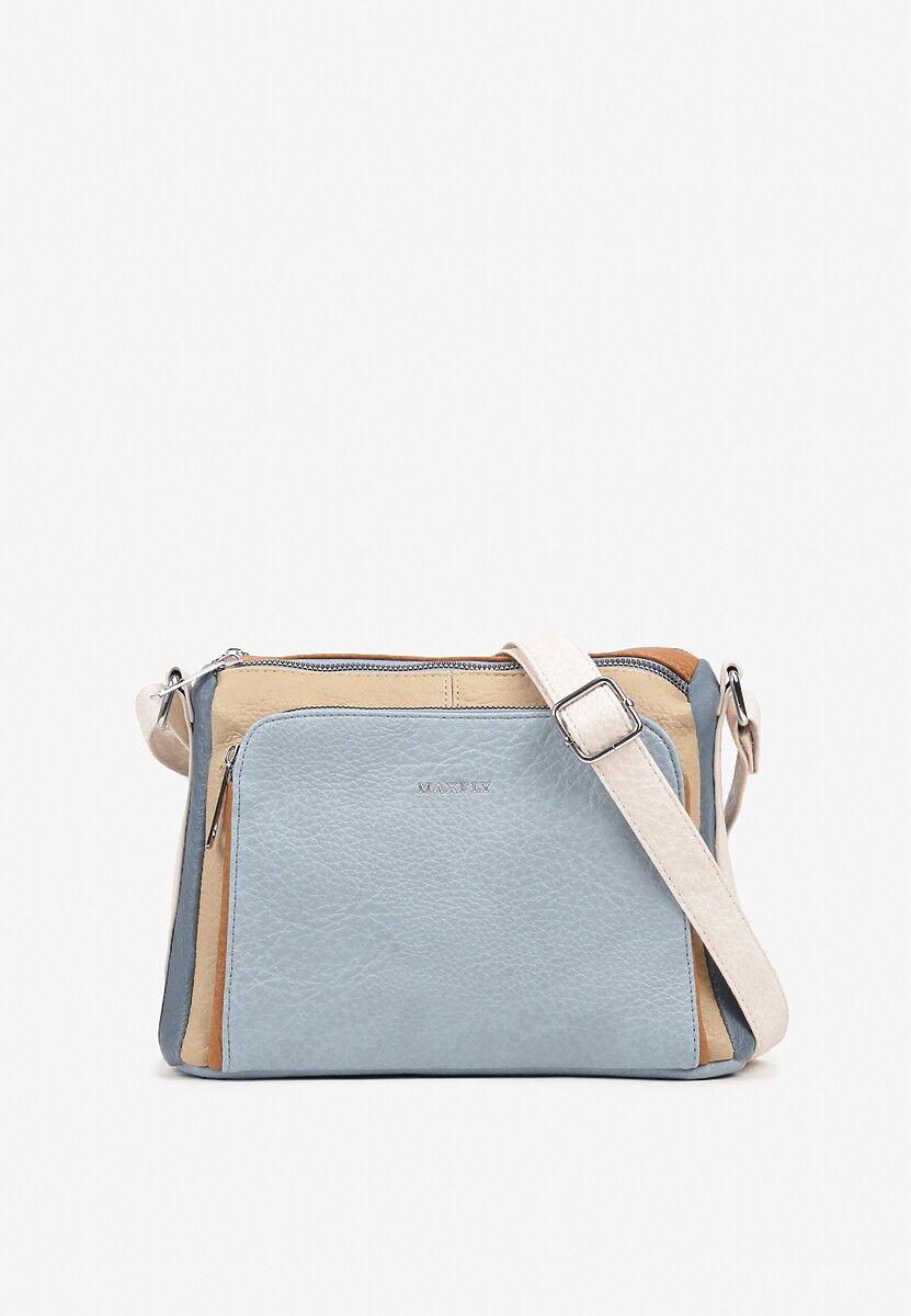 Jasnoniebieska Torebka Listonoszka Zdobiona Kontrastującymi Wstawkami Kolleila