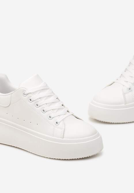 Białe Sneakersy na Grubej Podeszwie Yarna