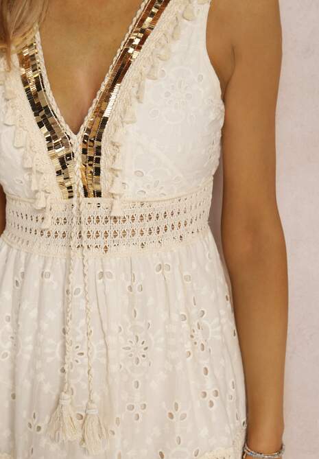 Jasnobeżowa Sukienka Perania