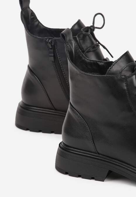 Czarne Skórzane Botki Typu Trzewiki Wioselle