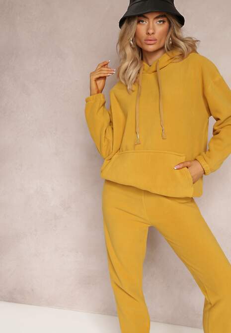 Żółty 2-częściowy Komplet Dresowy z Bluzą i Spodniami Maddeve