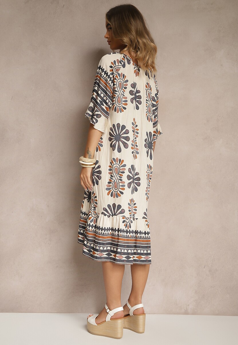 Czarna Pudełkowa Sukienka z Wiskozy w Abstrakcyjny Wzór Revirelle