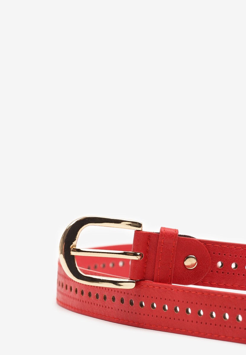 Czerwony Pasek Ozdobiony Zaokrągloną Klamrą Nairivian