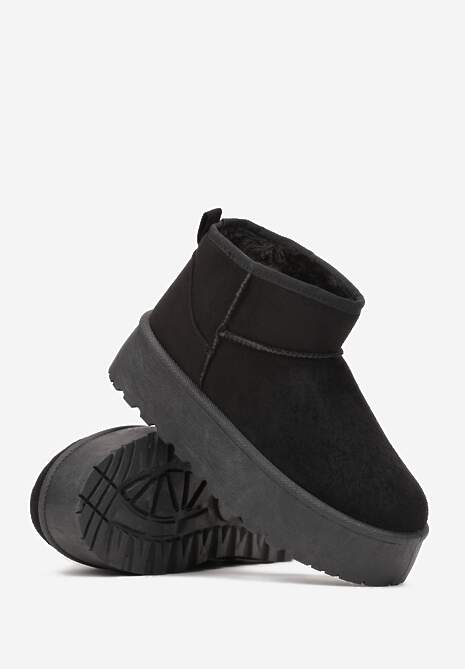 Czarne Krótkie Śniegowce na Platformie Elenith