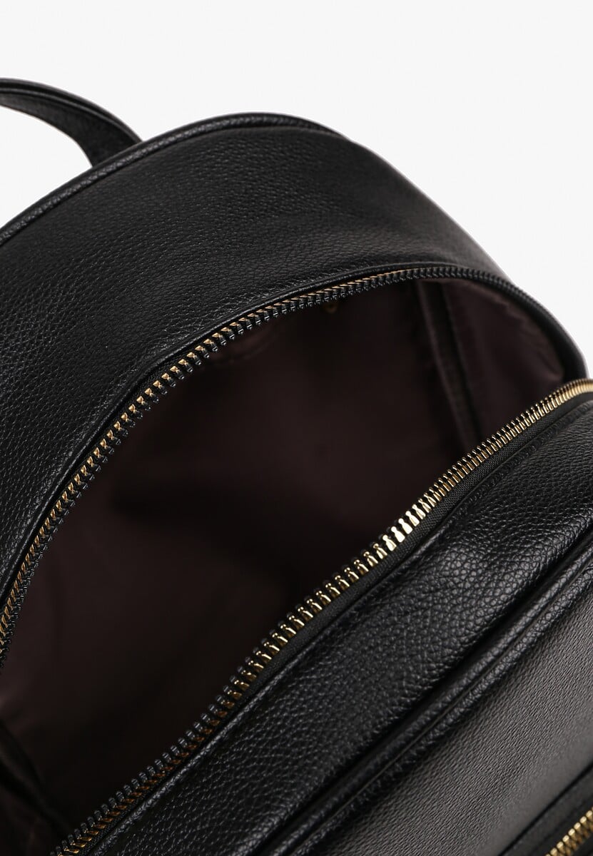 Czarny Mały Plecak Trapezowy Zdobiony Aplikacją Paseriela