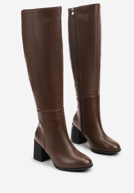 Brązowe Kozaki Vices na Słupku z Przeszyciami Codvira