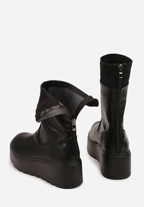 Czarne Botki Vices na Grubej Podeszwie w Stylu Grunge Anarriva