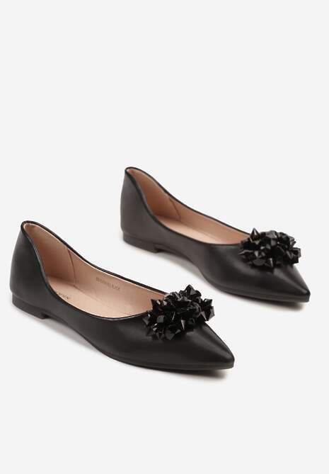 Czarne Balerinki z Ozdobnymi Kryształkami Vevorisa